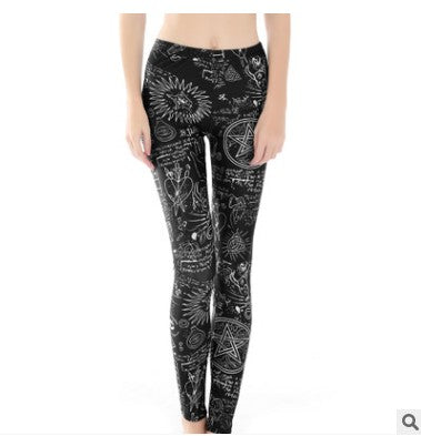 Digital printing leggings tights nine pants women