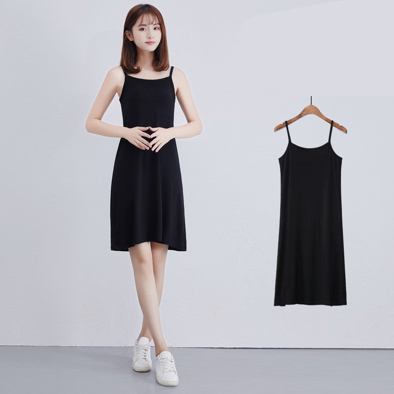 Womens Modal Full Slip Dress Spaghetti strap Vest Skirt 90 to 120cm Long