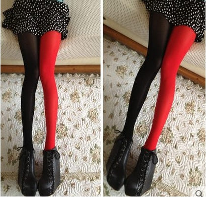 Two-tone stitching bottoming pantyhose