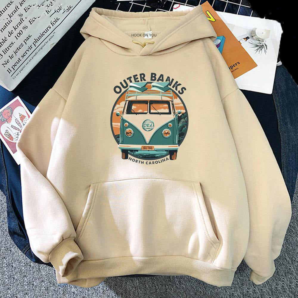 Patrón de dibujos animados de coche Sudadera con capucha de otoño e invierno