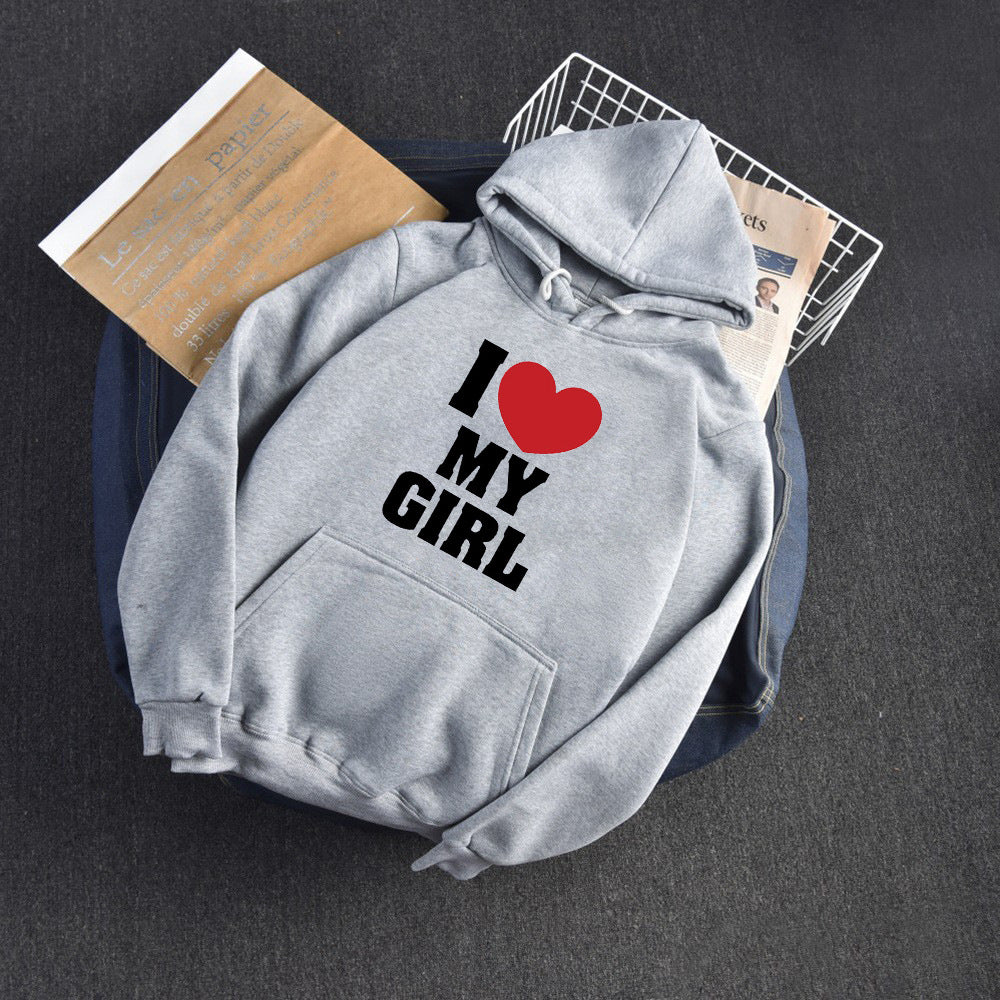 Love Letter Print Long Sleeve Hooded Hoodie