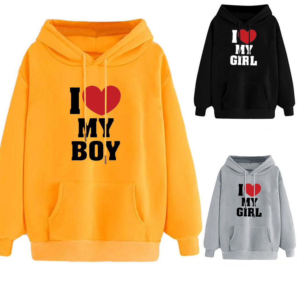 Love Letter Print Long Sleeve Hooded Hoodie