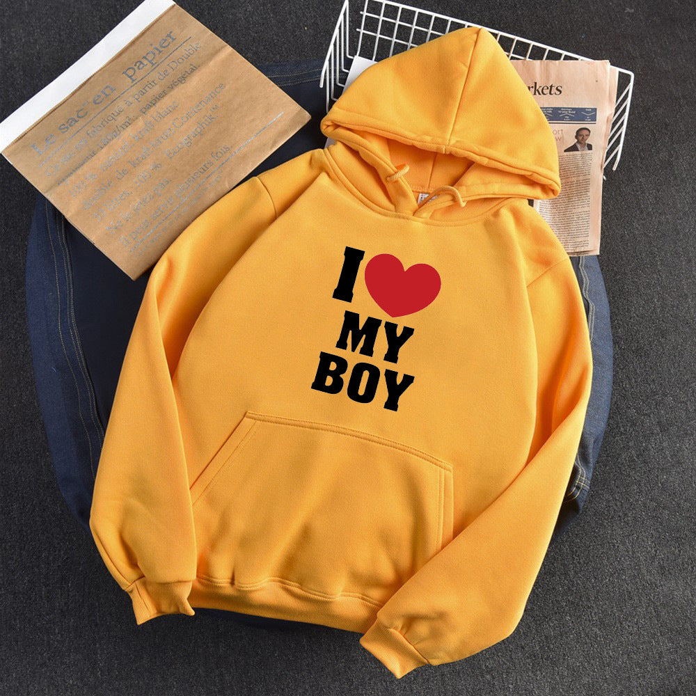 Love Letter Print Long Sleeve Hooded Hoodie