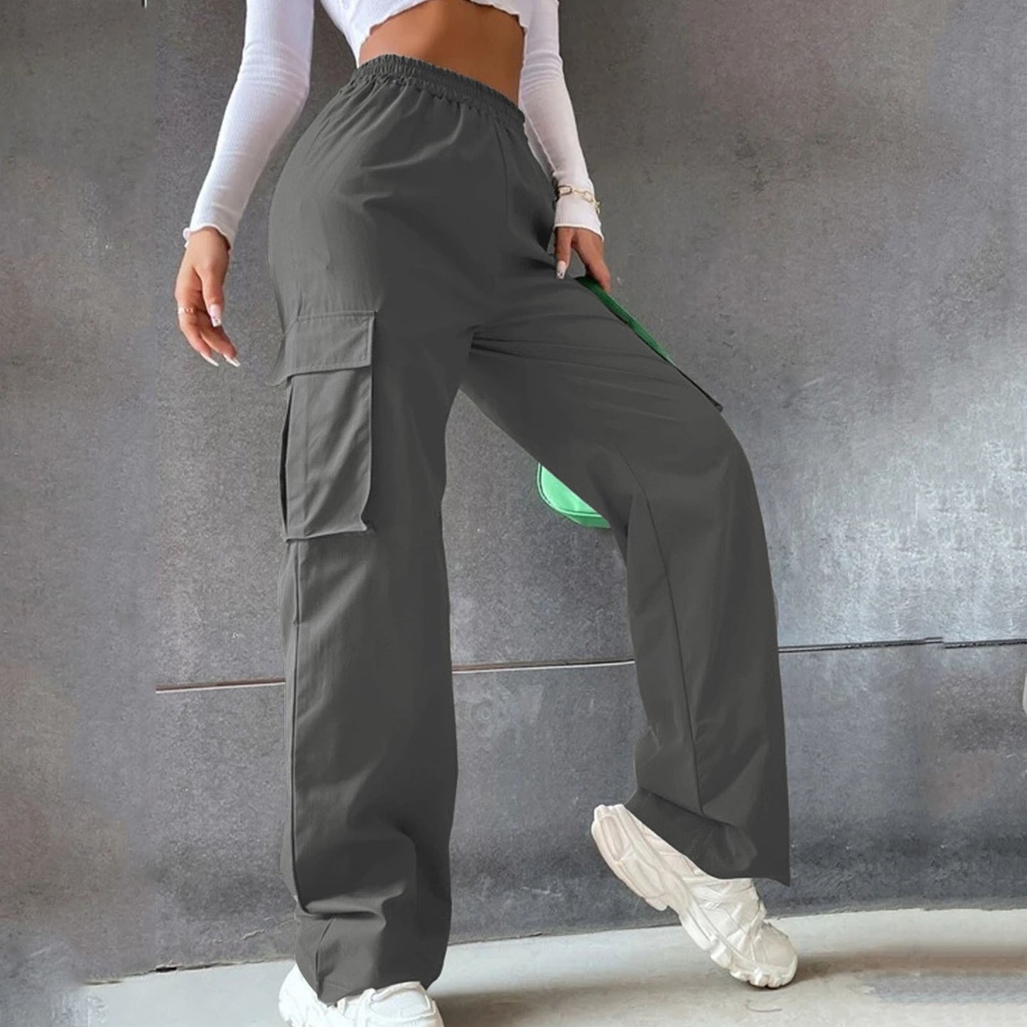 No Belt Pants High Waist Season Wide Leg Pants Straight Loose Temperament Commuter Pants