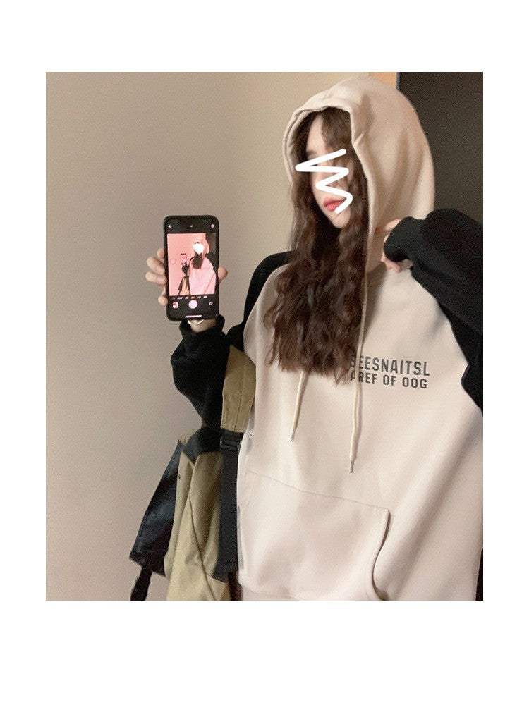 Color Stitching Hoodie Women's Spring And Autumn