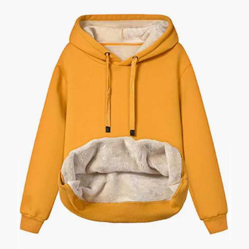 Women's Thermal Sherpa Pocket Hooded Sports Sweatshirt Jacket