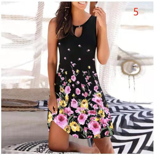 Mid Skirt Women's Sleeveless Fashion Skirt Print Jumpsuit