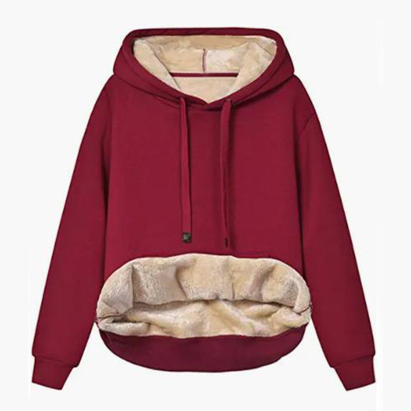 Women's Thermal Sherpa Pocket Hooded Sports Sweatshirt Jacket