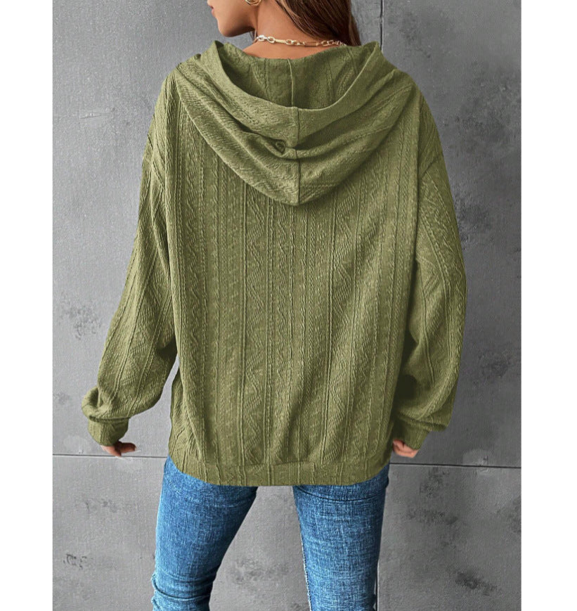 Autumn Women's Solid Color Hooded Casual Long Sleeve Sweatshirt