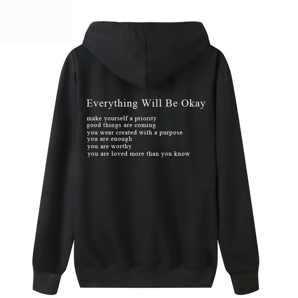 Everything Will Be Okay Loose Casual Men's And Women's Korean Version Loose Round Neck Top