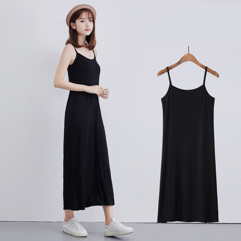 Womens Modal Full Slip Dress Spaghetti strap Vest Skirt 90 to 120cm Long