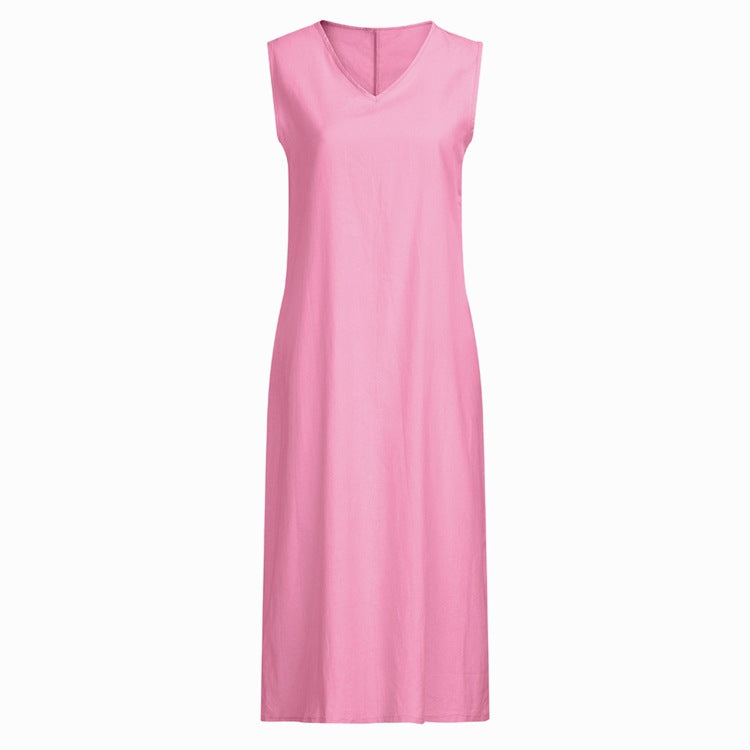 V-neck Sleeveless Long Casual Holiday Dress