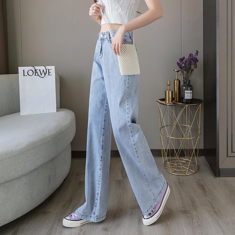 High-waisted Straight-leg Loose-fitting Wide-leg Pants