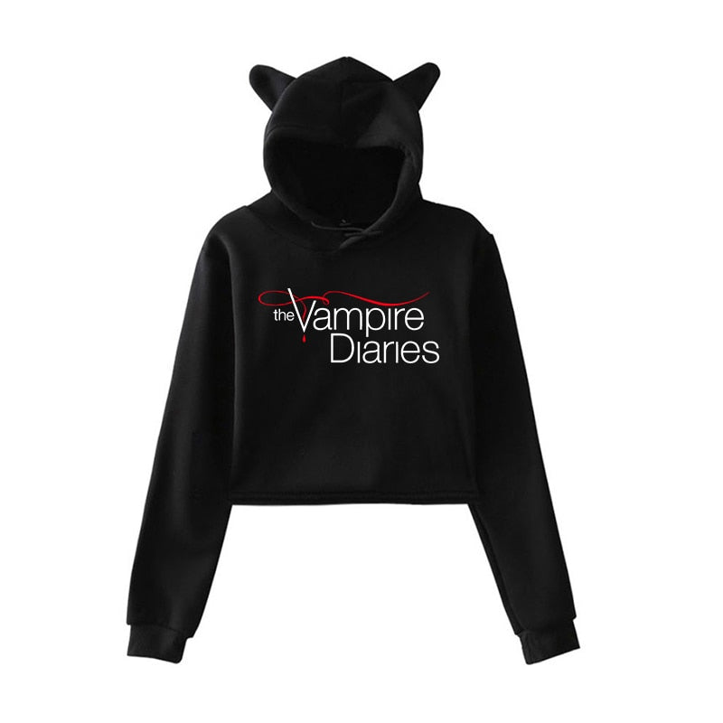 Short Hoodie Autumn Cat Ear Women's Sportswear