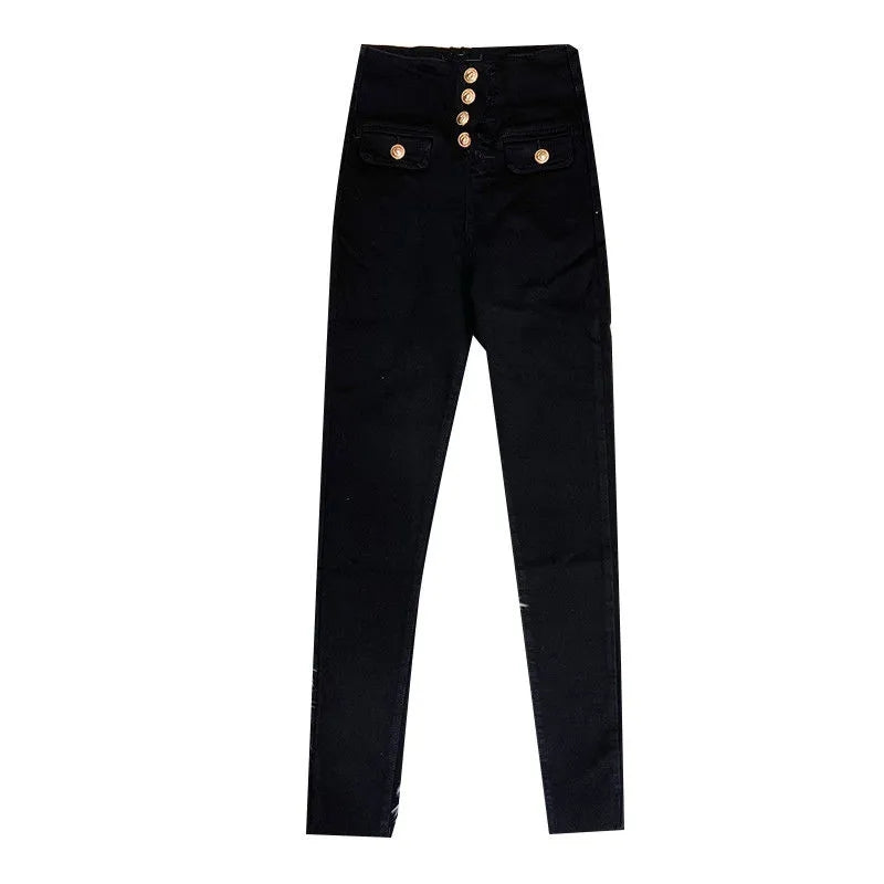 Women's Thin-footed Jeans Korean Style Elastic Skinny High Waist