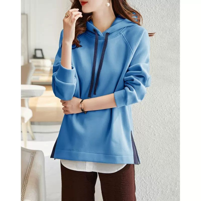 Cotton Hooded Sweater For Women Loose Fitting