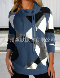 Women's Fashion Printing Turtleneck Sweater