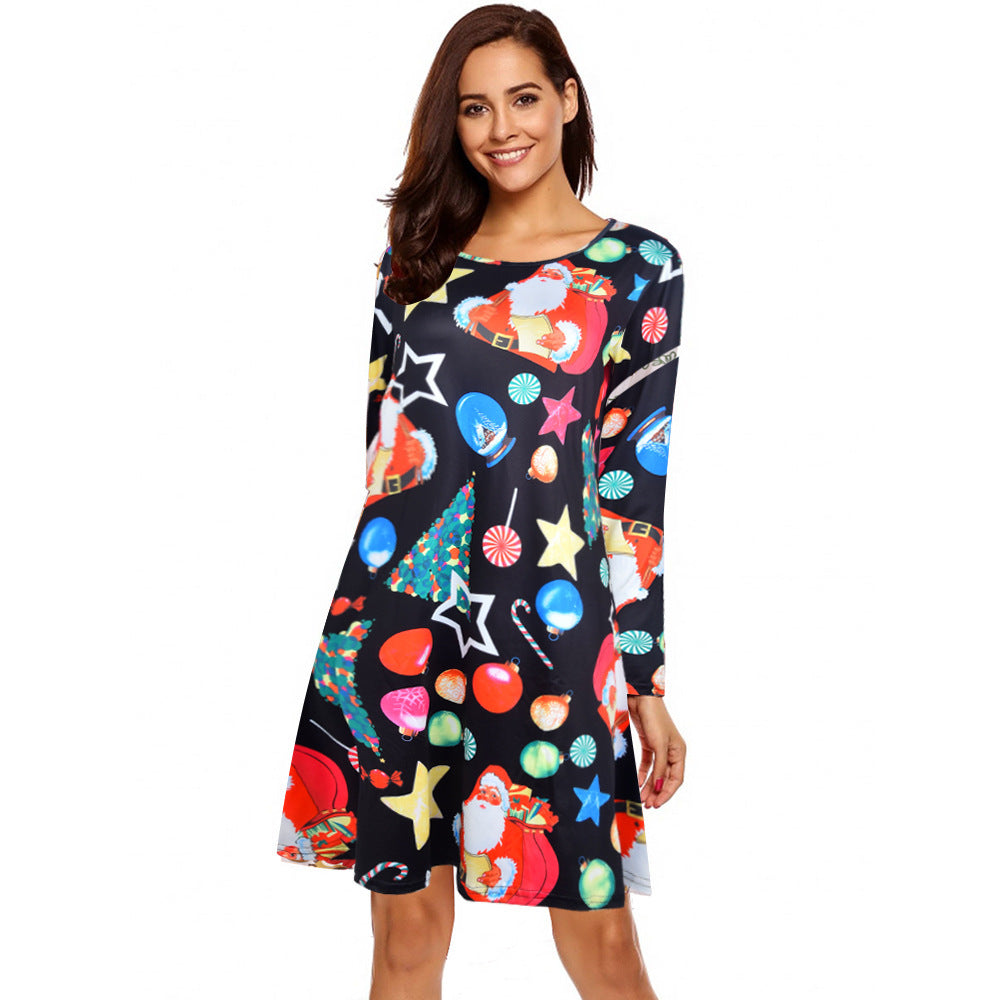 Christmas Printed Dress Multi-pattern