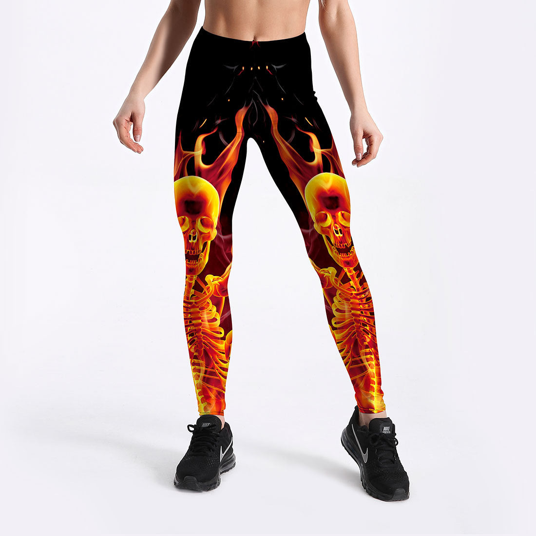 Women's Thin Breathable Slim Flame Skeleton Leggings