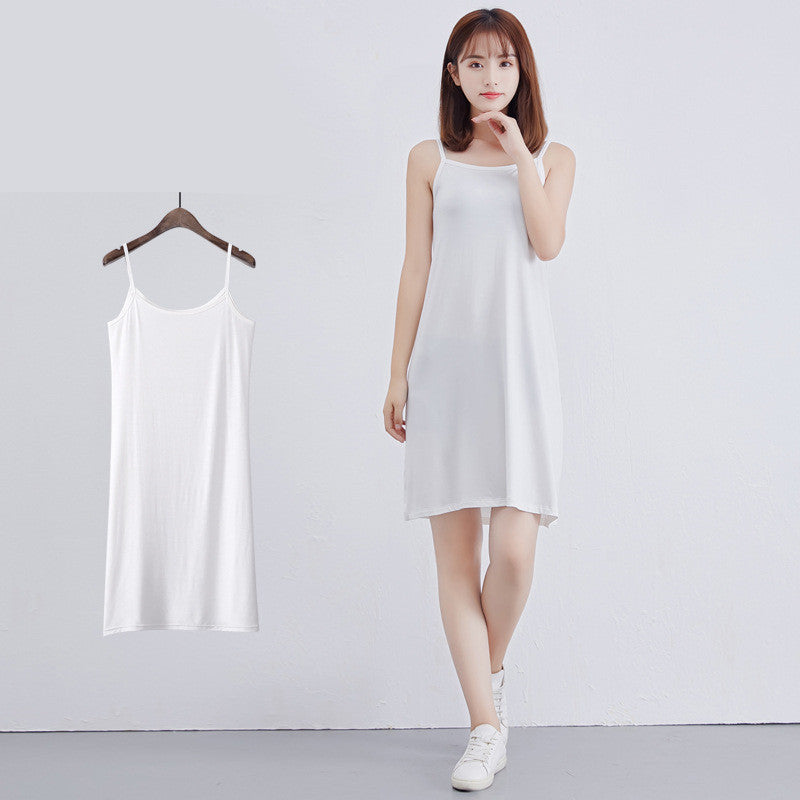 Womens Modal Full Slip Dress Spaghetti strap Vest Skirt 90 to 120cm Long