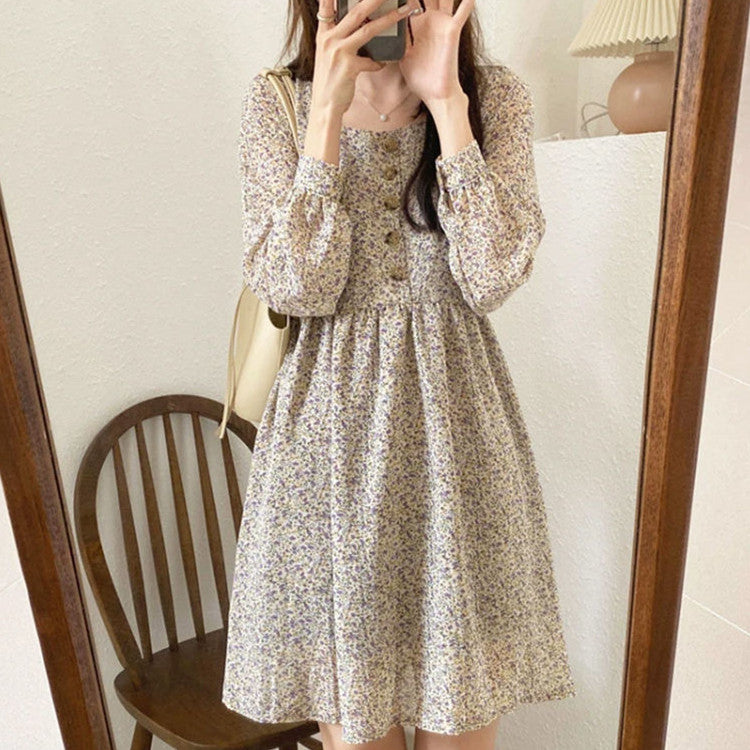 Fashionable Square Neck Floral Dress For Women