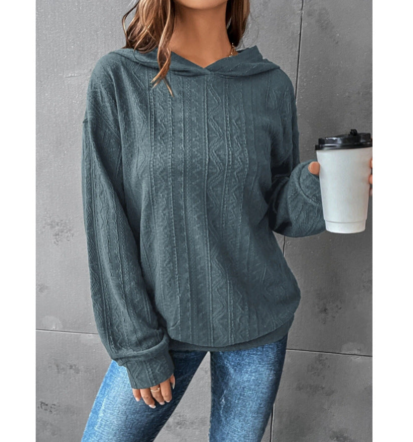 Autumn Women's Solid Color Hooded Casual Long Sleeve Sweatshirt