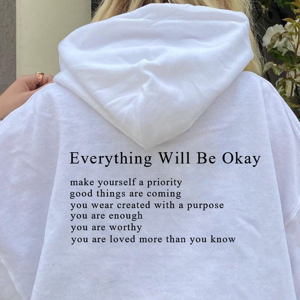 Everything Will Be Okay Loose Casual Men's And Women's Korean Version Loose Round Neck Top