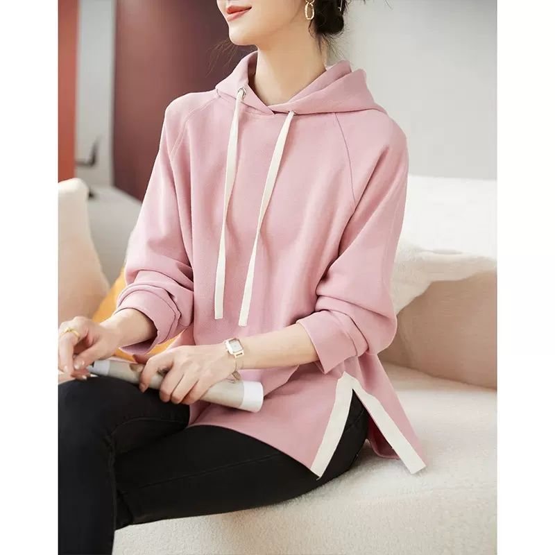 Cotton Hooded Sweater For Women Loose Fitting