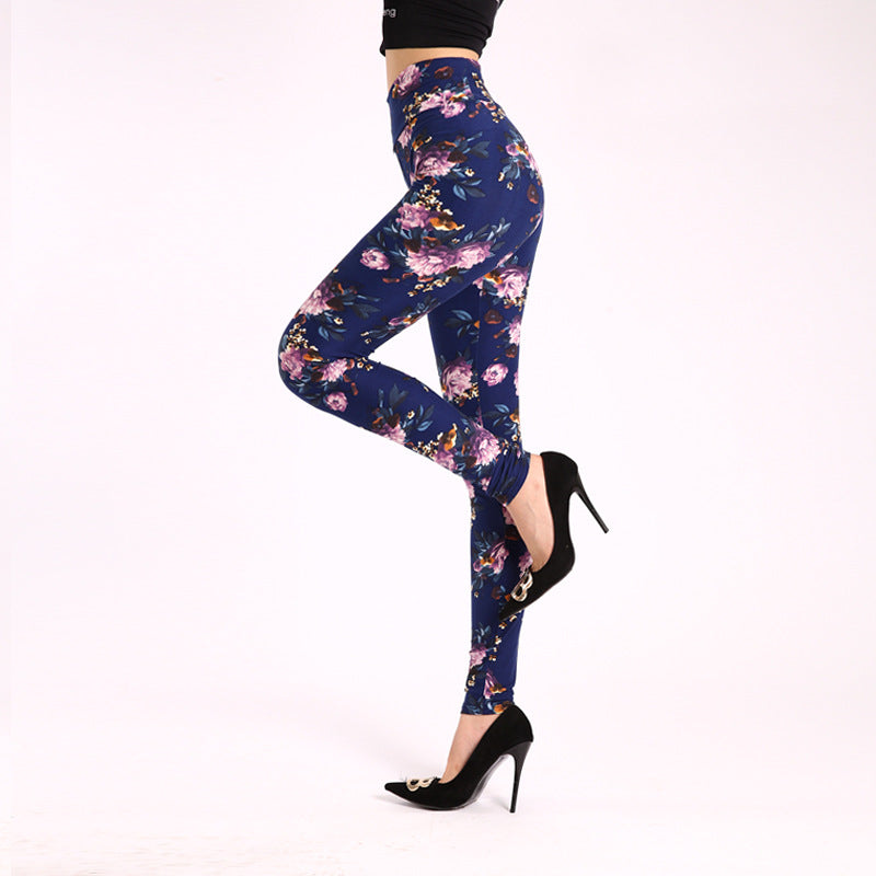 Brushed Cotton Print Camouflage Outerwear Leggings