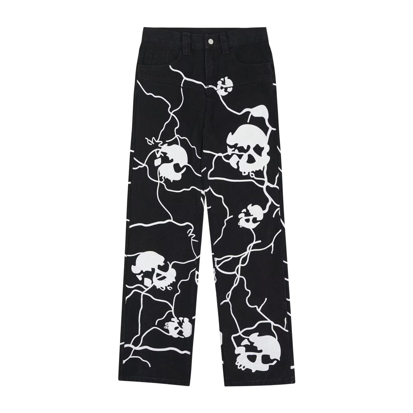 Lightning Skull Washed Denim Trousers