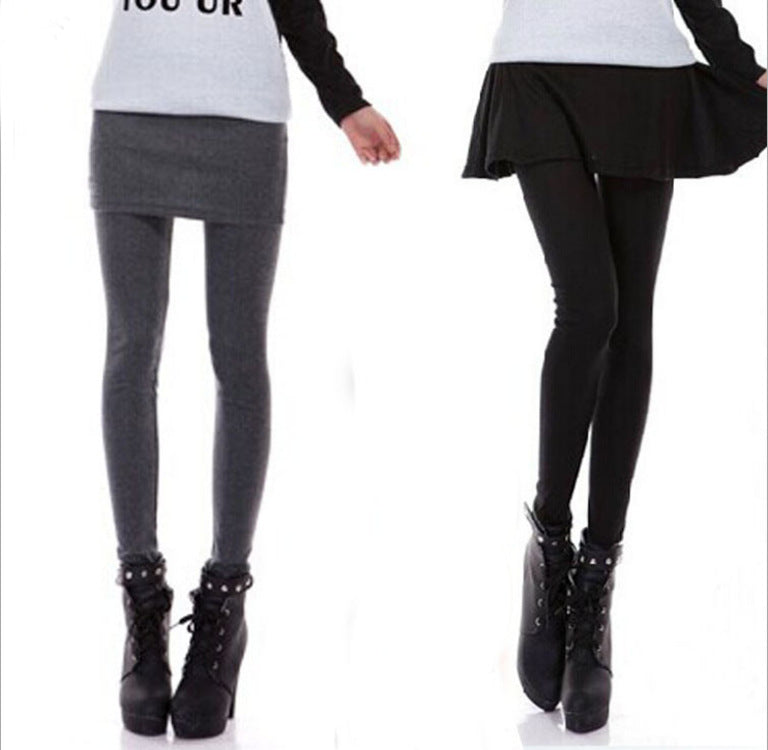 Fake Two-piece Leggings Women's Outer Wear Show Thin Zipper Big Swing Hip Culottes