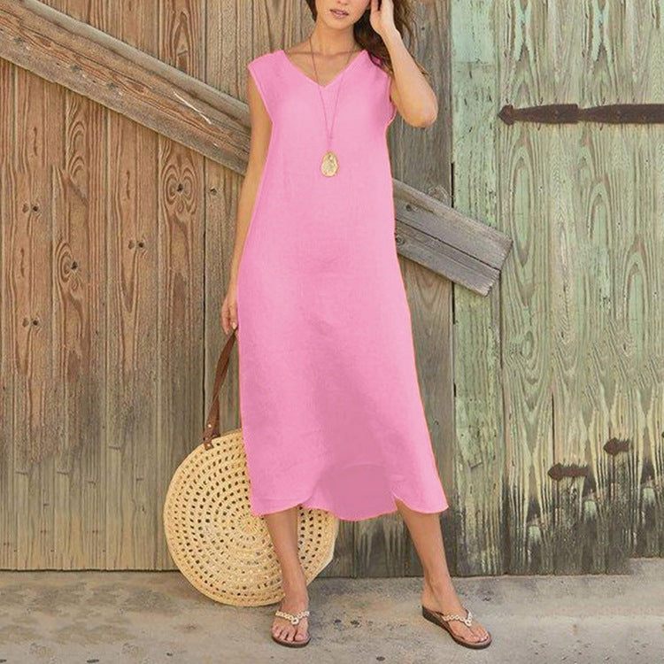 V-neck Sleeveless Long Casual Holiday Dress