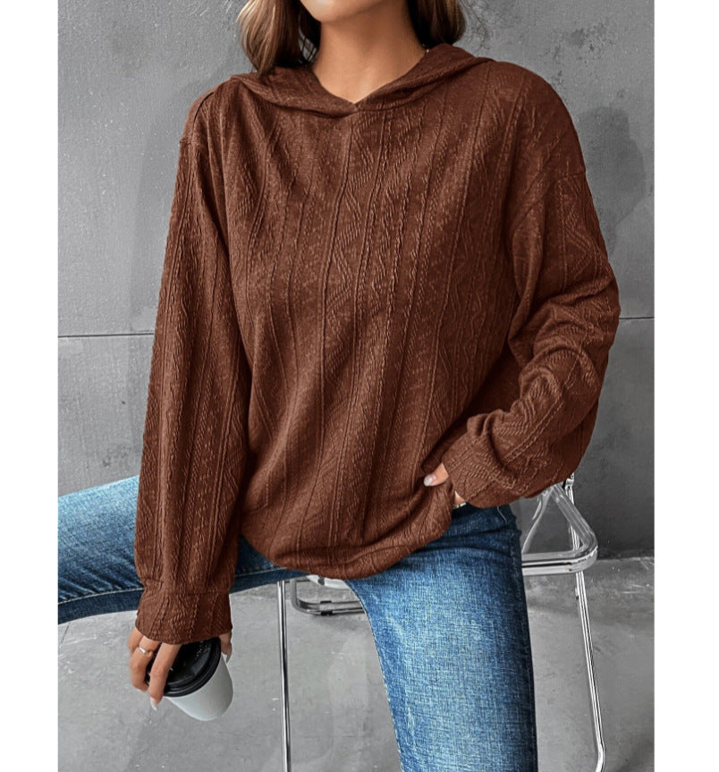 Autumn Women's Solid Color Hooded Casual Long Sleeve Sweatshirt