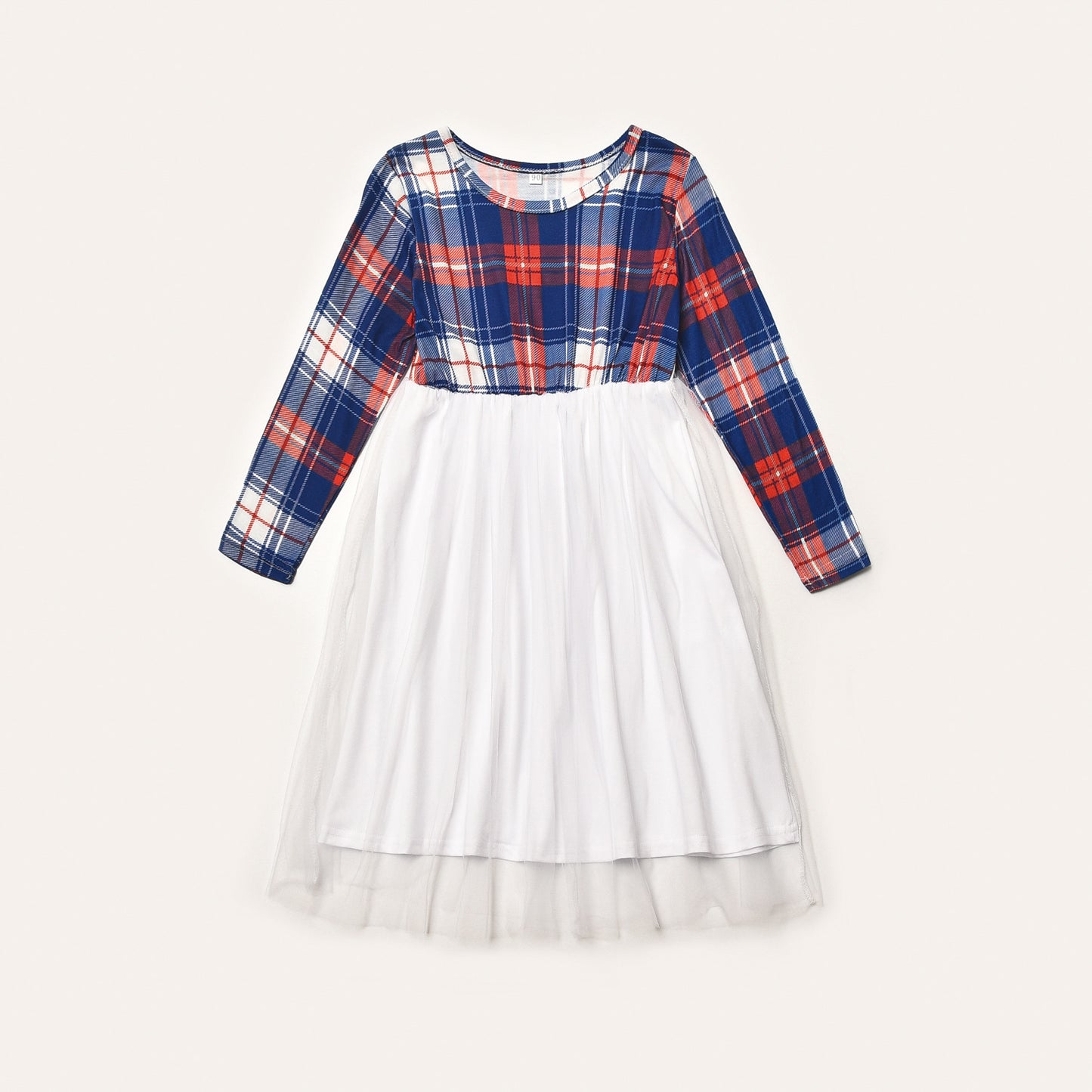 Round Neck Color Plaid Long-sleeved Parent-child Outfit