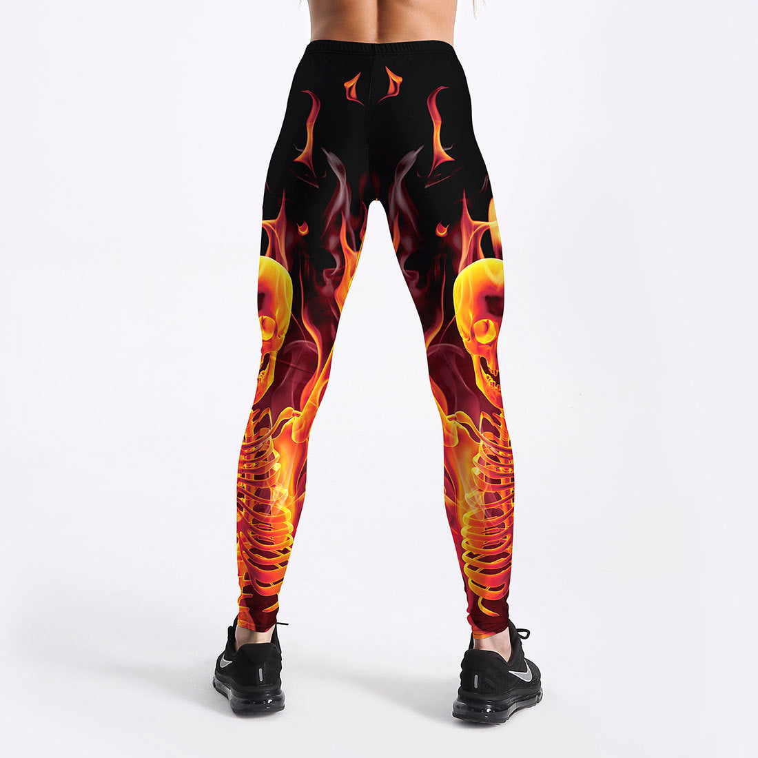 Women's Thin Breathable Slim Flame Skeleton Leggings