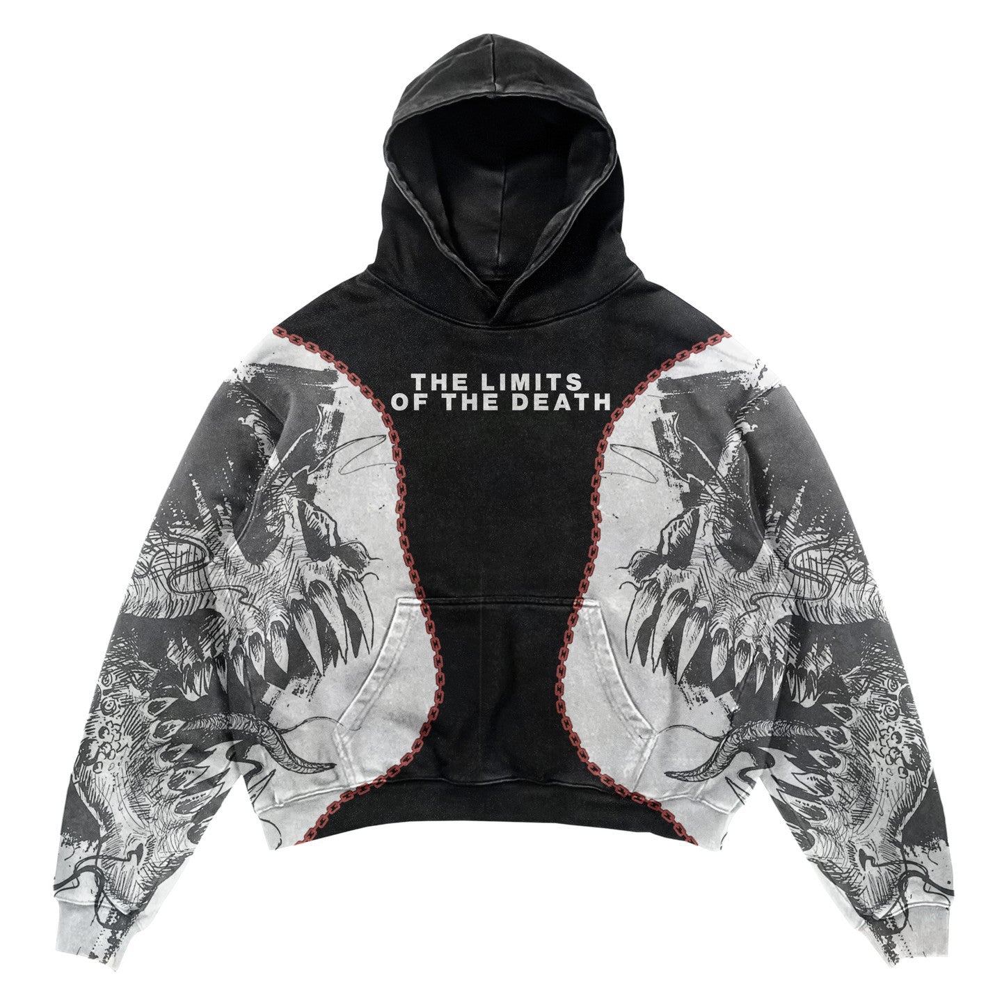 Gothic Patchwork Print High Street Loose Pullover Hoodie Sweatshirt