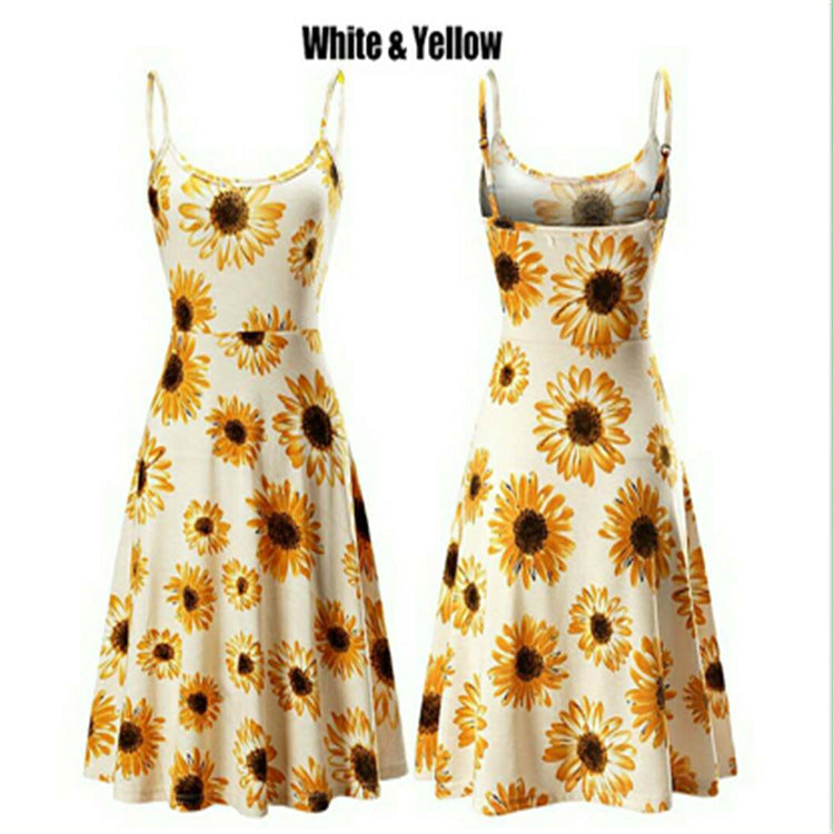 New Summer Women's Sling Printed Fashion Slim Women's Casual Middle Dress