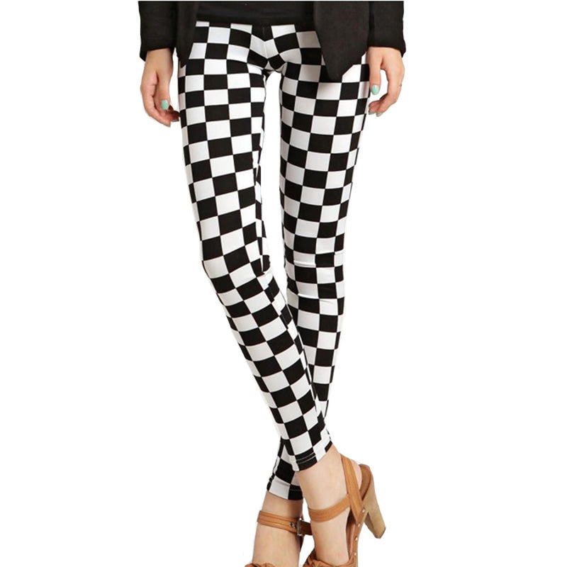 Black And White Square Diamond Check Cropped Trousers