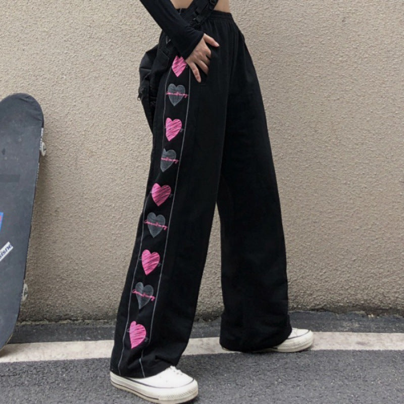 Core Graffiti All-matching Wide Leg Straight-leg Pants