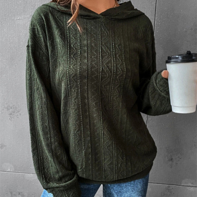 Autumn Women's Solid Color Hooded Casual Long Sleeve Sweatshirt