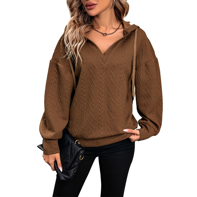 Women's ClothingSolid Color Knit Casual Sweater Hooded Women