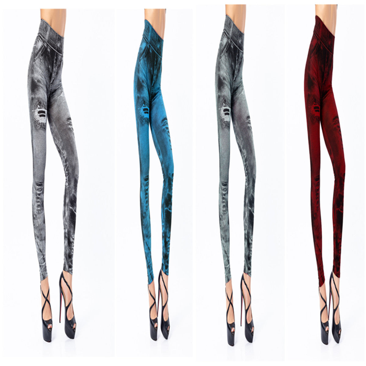 Women's Super Elastic 9-point Denim Leggings