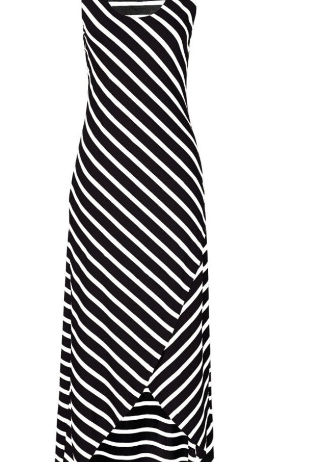 European And American Striped Dress Long Skirt