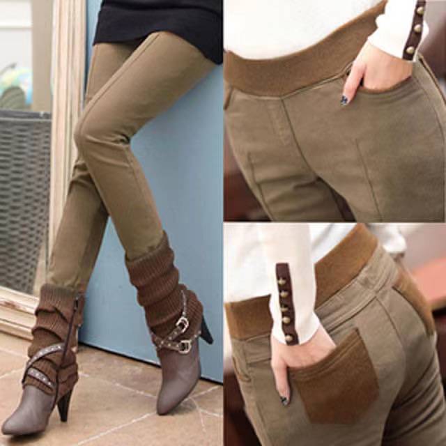 Women's Warm Fall Winter Plus Size Stretch High Waist Casual Pants