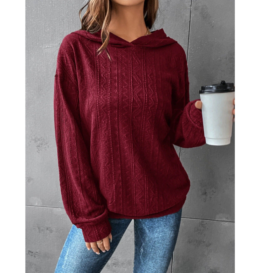 Autumn Women's Solid Color Hooded Casual Long Sleeve Sweatshirt