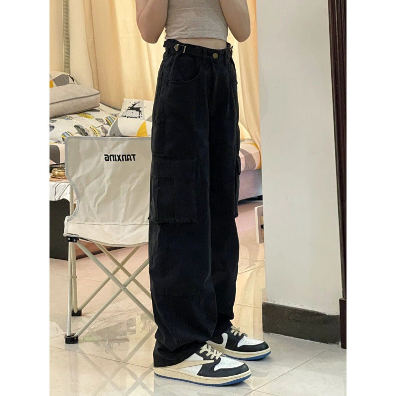 Retro Design Straight Mop Jeans