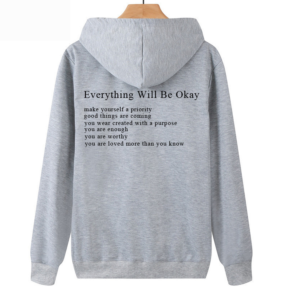 Everything Will Be Okay Loose Casual Men's And Women's Korean Version Loose Round Neck Top